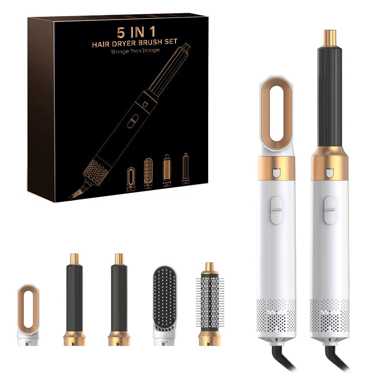 5 in 1 Hair Styler Powerful Fast Drying Ionic Hair Dryer High Speed Hot Comb Brush Set Professional Hair Straightener
