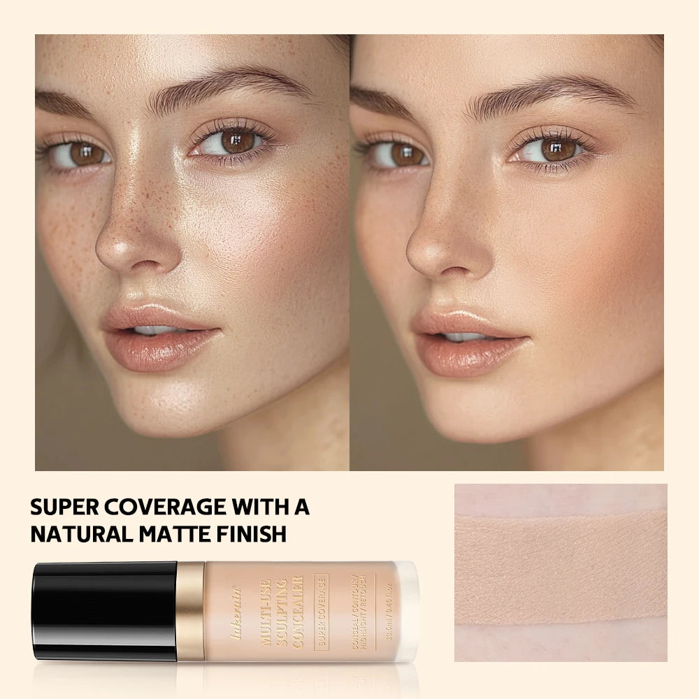Lakerain 5-Color Waterproof Concealer Matte High Coverage Oil-Control Foundation For Acne Scars And Dark Circles Cosmetics