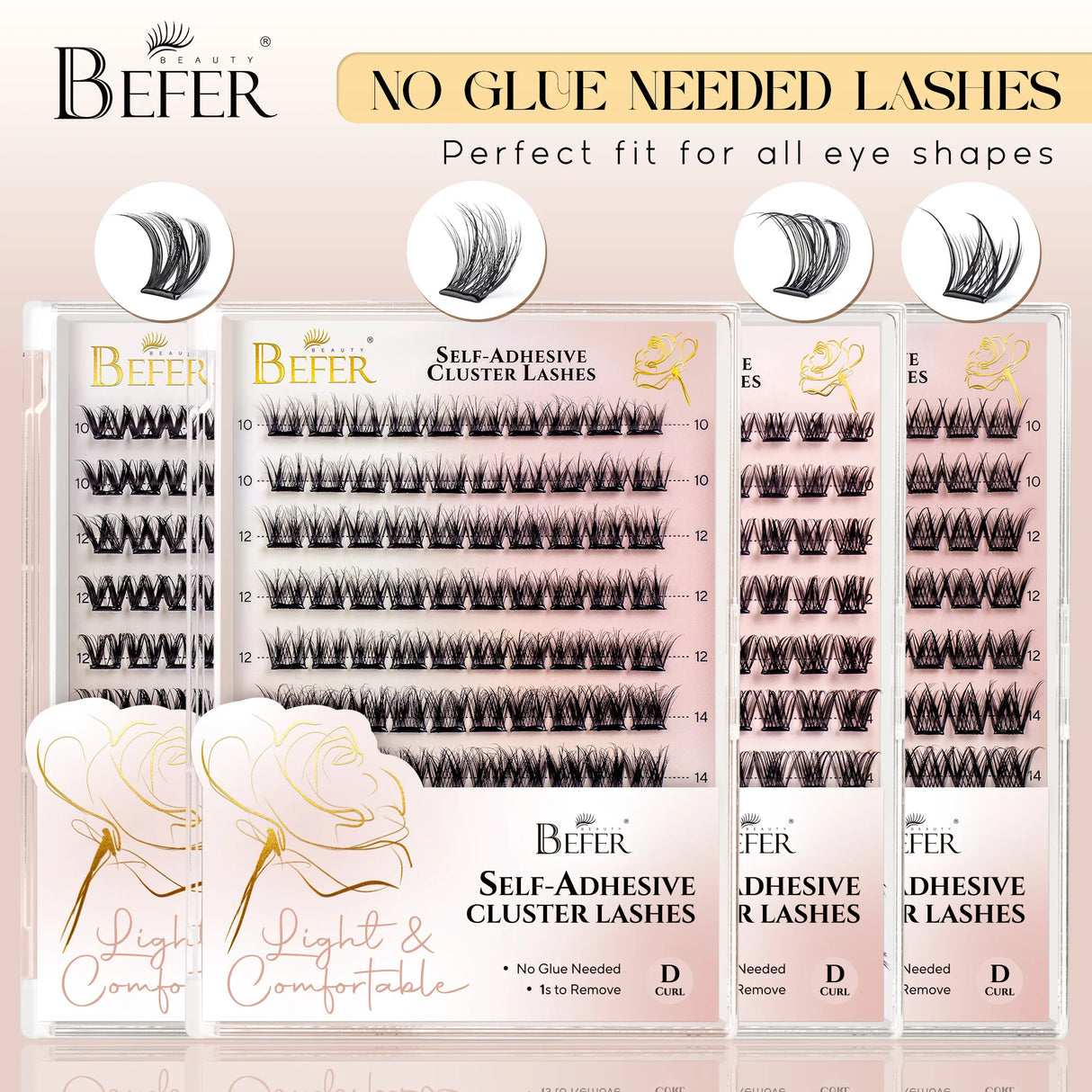 Befer Self-Adhesive Lash Clusters No-Glue Manga Eyelashes 120 Pcs Clusters Lashes Natural Makeup Fluffy False Eyelashes Supplier