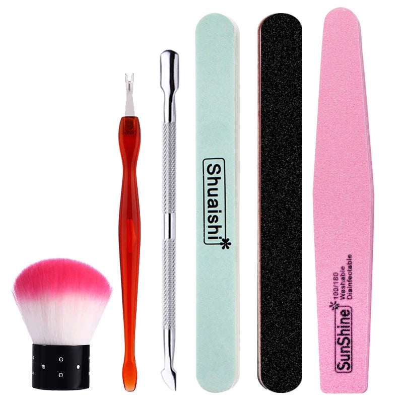 Nail Art Sand File Buffer Sponge Block Brush Nail File Set With Nail Clippers Scissors Dead Skin Remover Care Manicure Kit Tools
