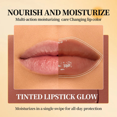 QIBEST Honey Lipstick Nourishing Lip Balm Moisturizing Tinted Lip Plumping Balm Smooth Enhancing Natural Color Lip Care Makeup