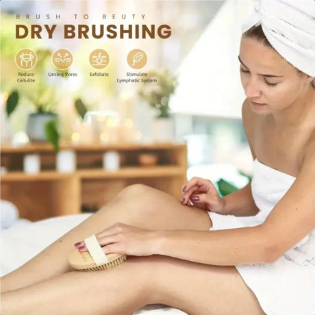 2 In 1 Dry Skin Body Brush Natural Bristle Dead Skin Remover Anti Cellulite Exfoliates Blood Circulation Health Massage Tools