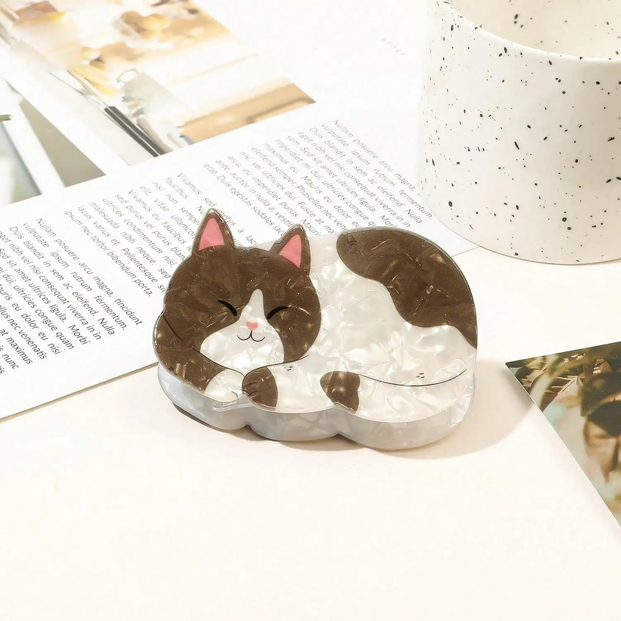 1/6pcsCute and Sweet Cartoon Orange Cat Puppet Kitten Hair Clip High Grade Acrylic Hair Claw Back of Head Coiled Hair Shark Clip