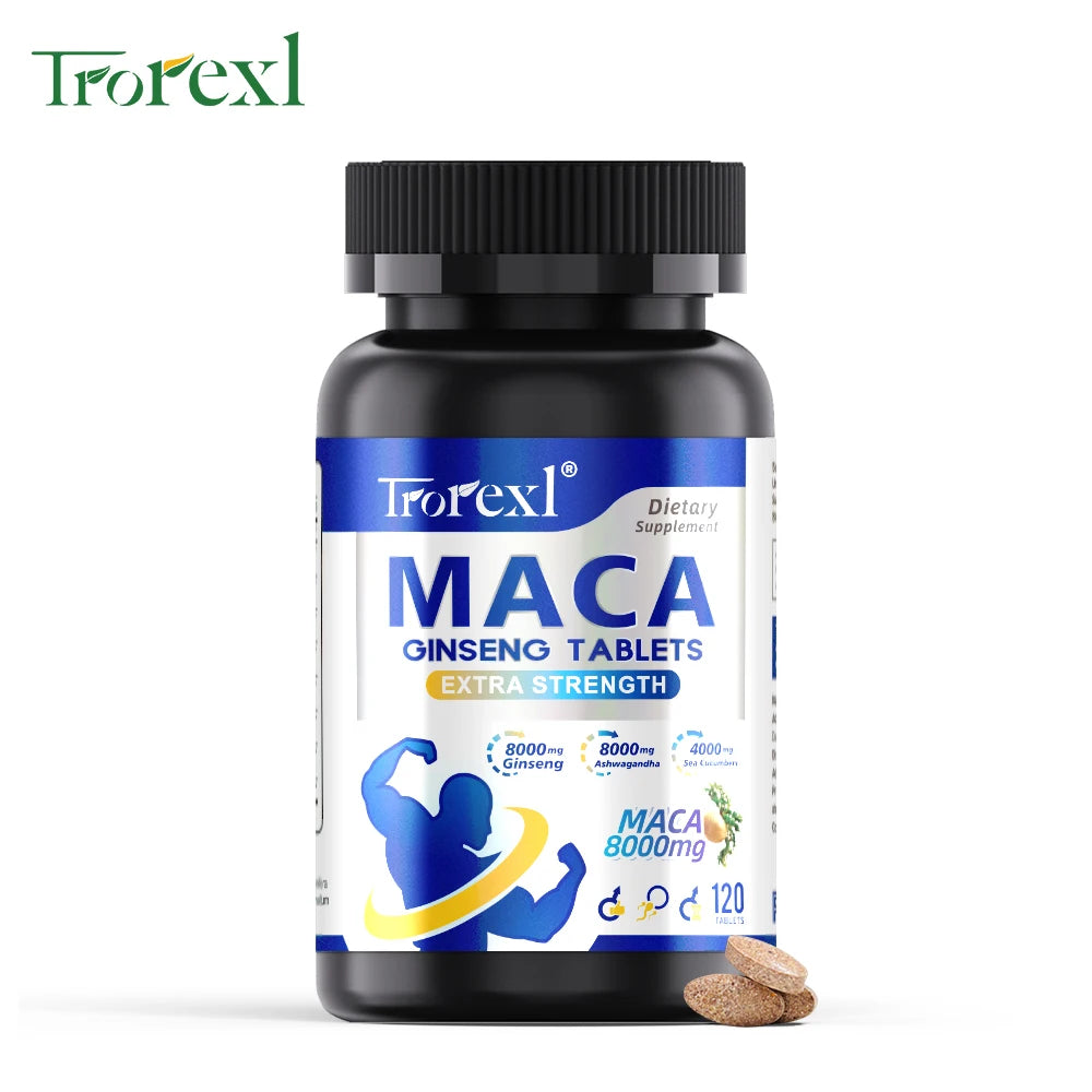 120 Caps MACA Ashwagandha Ginseng Natural Morning Stamina & Boost Flow Enhancer Immune Support | Kosher/Halal Certified