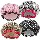 1Pc Fashionable Printed Doublelayer Waterproof Shower Cap,a Must-have for Bathrooms,with Diverse Hair Care and Waterproof Styles