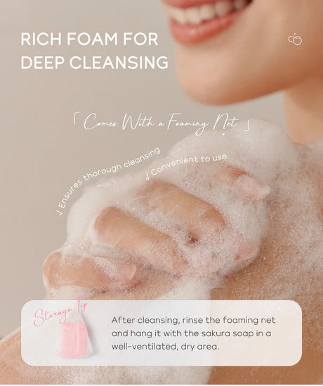 LAIKOU Sakura Facial  Body Whitening Soap Reduces Acne Dark Spot Deep Cleaning Cutin For Face Body Skin Care 90g ﻿