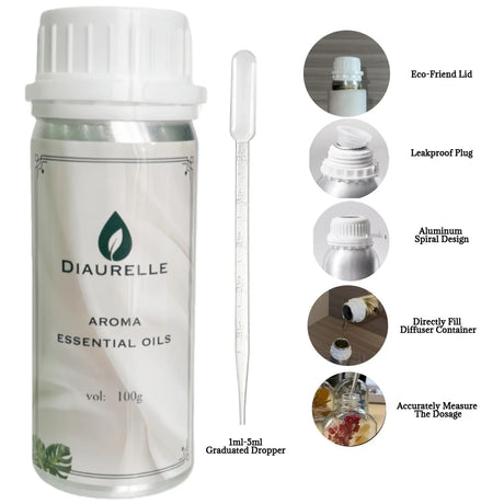 DIAURELLE 100mL Aroma Diffuser Essential Oils 8-Times Concentrated Essence Perfume Flavoring Home Fragrance Air Freshener