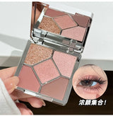 Eyeshadow Palette Blush Highlight Makeup Pearly Highgloss Shimmer Pink Brown Earth Color Fine Sequins Eye Shadow