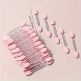 50Pcs Eye Disposable Eye Shadow Stick Double-Head Double-Sided Eye Makeup Applicator Short Sponge Eye Shadow Applicator