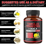 Tribulus Terrestris + Maca Root Extract Supplement Supports Energy Vitality Natural Herbal Health Non-GMO 90 Vegan Capsules