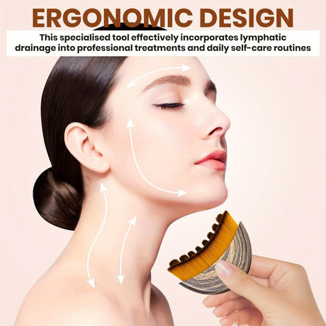 Lymphatic contour facial brush, pig mane body dry brush, exfoliating and blood activating body massage brush, facial brush