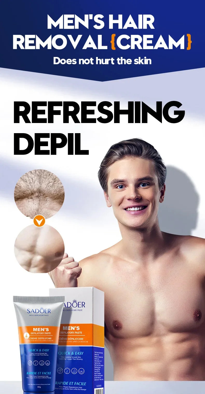 Men's Hair Removal Cream Permanent Epilator Private Area Painless Hair Remover Growth Inhibitor Spray Suitable Sensitive Skin