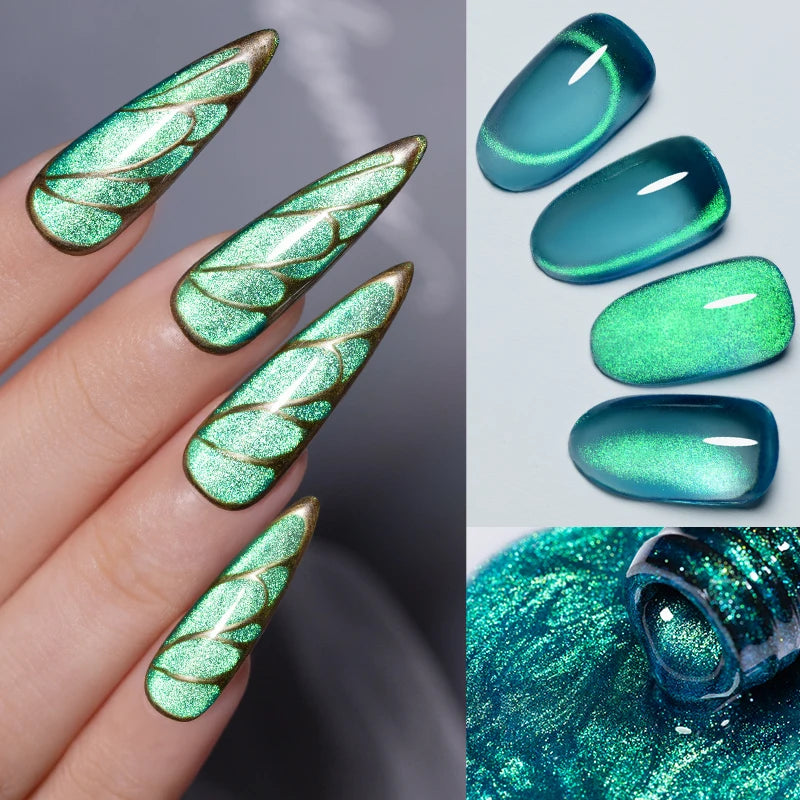 PUENTE 7.5ML Nude Shade Moonlight Cat Magnetic Gel Nail Polish Ultra-Bright Cat Eye Soak Off UV Semi-Permanent Varnish Manicure