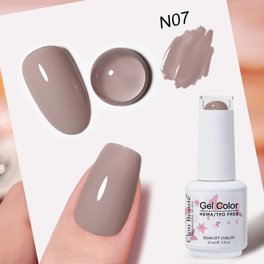Clou Beaute Grey Color Nail Gel Polish Full Coverage Nail Polish Dark Red Gel Lacquer Varnish Vernis Semi Permanent Nail Art