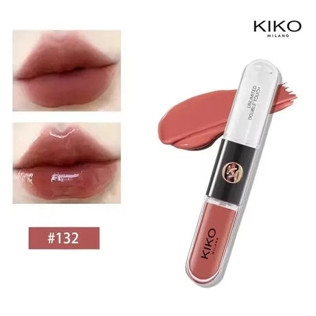 New Kiko Double Headed Lipstick Transparent Mirror Lip Gloss Non Fading Oil Sexy Rich Lip Gloss Milk Tea Bean Paste Naked Makeup