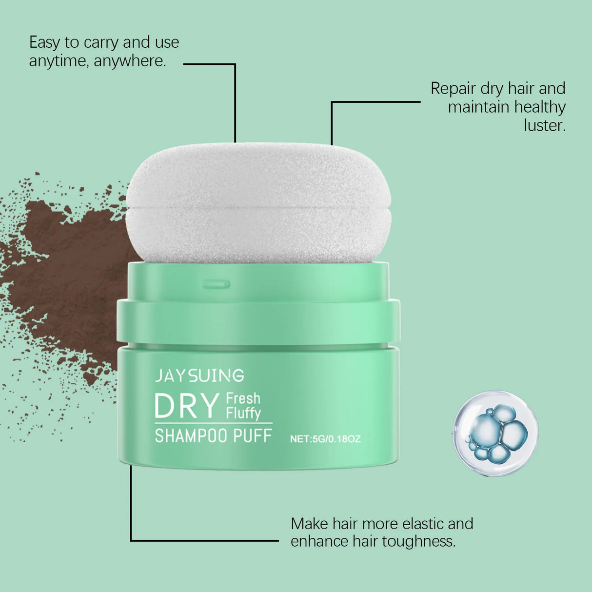 Matte Dry Shampoo Puff Instant Oil Control Lift Root Fluffy Hair Refresh Scalp Portable Matte Finish Hair Care Dry Hair Powder