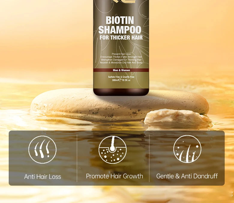 PURC 300ML Biotin Hair Shampoo Scalp Cleaning Nourishing Strengthen Roots Shampoos Hair Care Products for All Hair Types