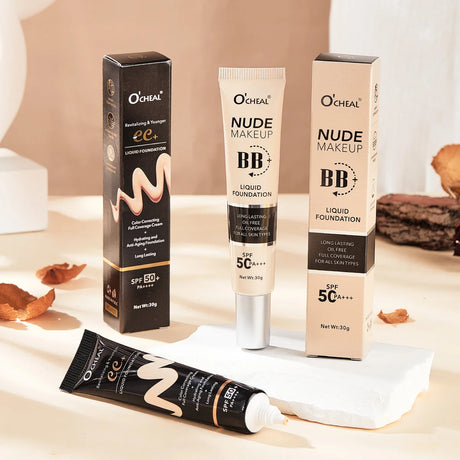Ocheal 30g BB/CC sunscreen Cream SPF 50/PA+++ Facial Liquid Foundation Cream Long Lasting Coverage Oil Free All Skin Makeup