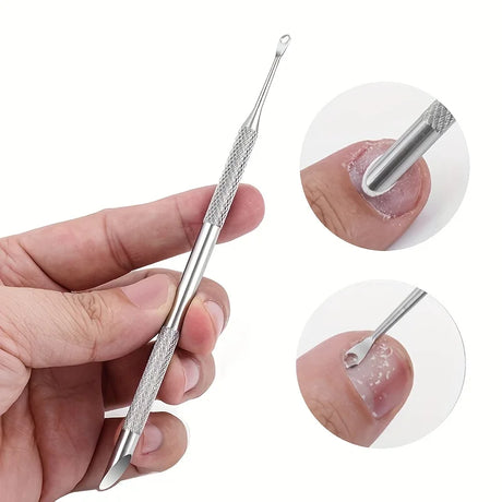 Stainless Steel Multi-Functional Dead Light Beige Remover & Cuticle Pusher Portable Nail Care Tool for Manicure Pedicure