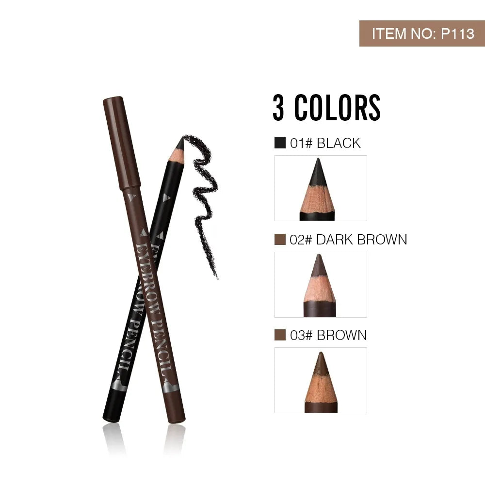 2pcs MENOW 3 Colors Long Lasting Waterproof Eyebrow Pencils Double Use Wooden Pole Eyeliner Permanent Makeup Tattoo Accessories
