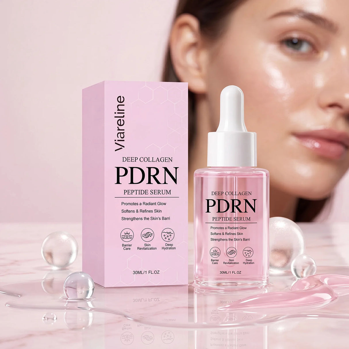 Collagen PDRN Peptide Serum For Barrier Repair Hydrating Revitalizing Anti Aging Formula Brightening Face Glow Treatment Essence