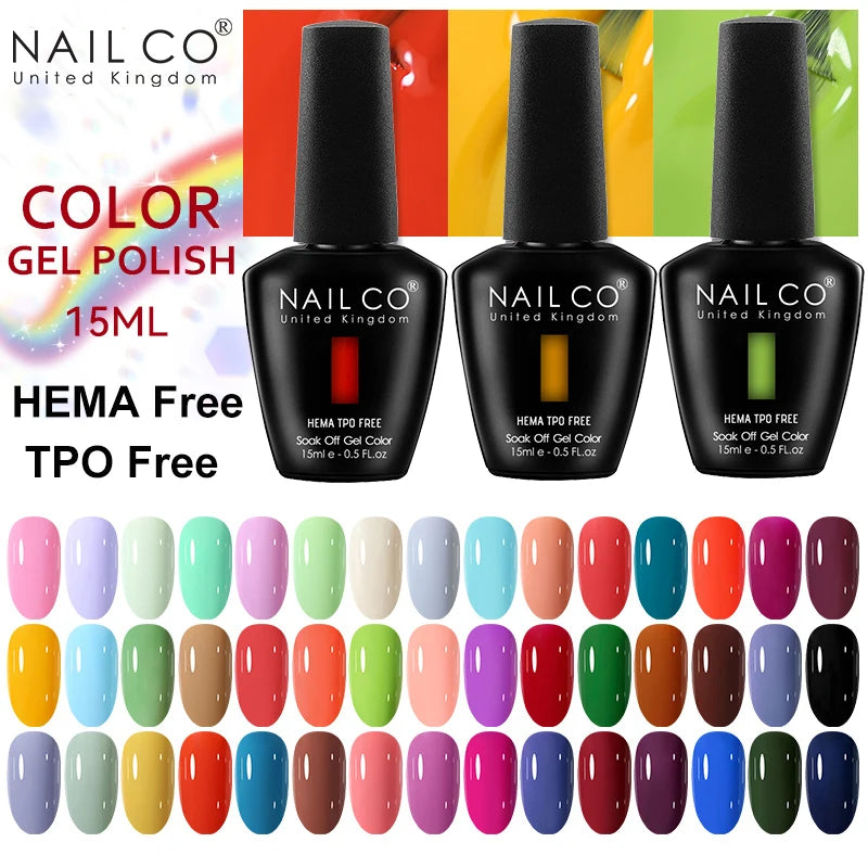 NAILCO 15ml HEMA FREE TPO FREE Top Base Coat Nail Gel Polish Supplies Vernis Semi Permanent Nail Art Manicure Gel Ongle UV Nails