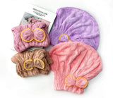 Women's 2-Piece Shiny Light Microfiber Hair Towel Caps, Super Absorbent Towel, Extra Soft, Fast Drying Plain Turban Wraps, 1-Size-Fits-All, Nighttime Wet Hair Use