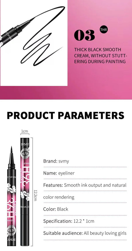 12-pack of best-selling black liquid eyeliners, long-lasting and waterproof, exquisite cosmetics.
