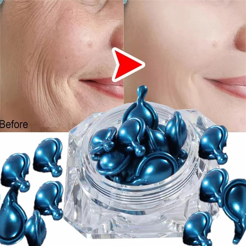 New Blue Copper Peptide Capsule Face Serum Wrinkle Remove Essence Tightens Night Moisturizing  Radiant Rejuvenation Skin Care