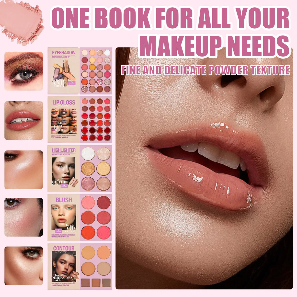 Eye Shadow Palette Five-page Flipbook Matte Pearlescent Lasting Non-smudge Multi-function Blush Contouring Highlighter Makeup