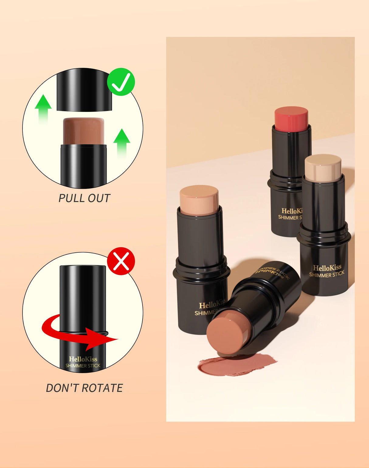 Face Brown Bronzer Contour Stick Face Foundation Makeup Pen Lasting Smooth Contour Shadow Blusher Highlight Concealer Cosmetics