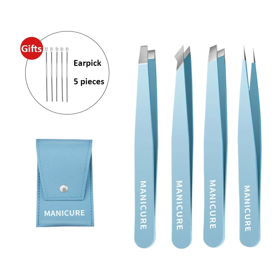 Eyebrow Tweezer Colorful Hair Beauty Fine Hairs Puller Stainless Steel Slanted Eye Brow Clips Removal Makeup Tools