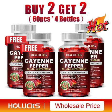 Cayenne Pepper Capsules, with Vitamin D3 K2, Blood Circulation, Promote Digestion, Boost Metabolism, Support Joint, Bone Health