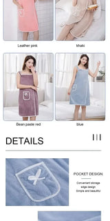 Women's Bath Towel Wearable 140x85cm - Quick Dry Spa&Beach Wrap with Anti-Slip Design for Shower Gym Yoga Fast-drying Convenient