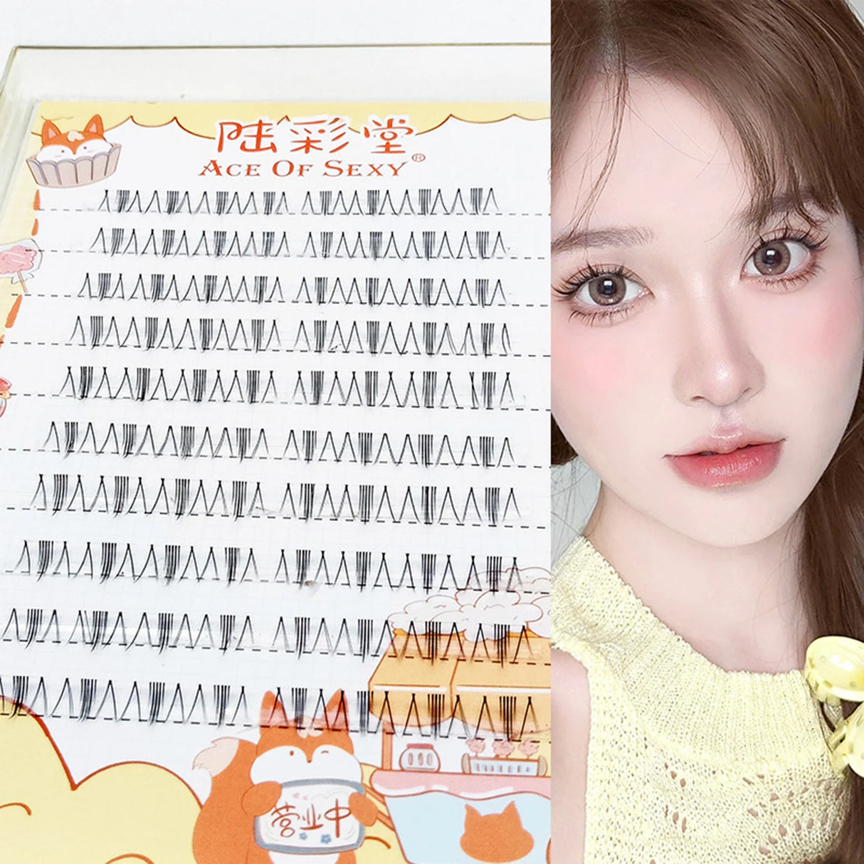 6-7mm ACE Dense Cat Korean Lower Eyelashes Air Fairy Fake Eyelash Segmented Natural Under Lashes Extension Manga Eye Makeup Tool