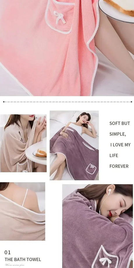 Women's Bath Towel Wearable 140x85cm - Quick Dry Spa&Beach Wrap with Anti-Slip Design for Shower Gym Yoga Fast-drying Convenient