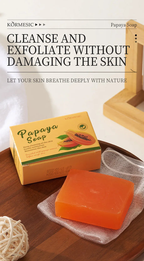 100g KORMESIC Hand Made Papaya Soap Shower Facial Soaps for cleansing anti-acne whitening brightening removing acne