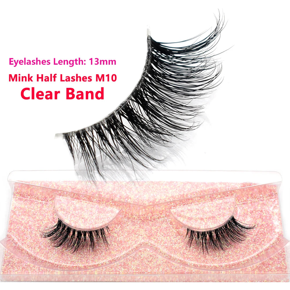 Half Lashes Mink Eyelashes Fluffy Soft False Eyelashes Wispy Cross Mink Eye Lashes Natural Short Mink Eyelash Extension Makeup