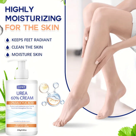 GSWP 60% Urea Moisturising Hand and Foot Cream, Containing Salicylic Acid, Protects and Nourishes Hands and Feet. 250g/500g