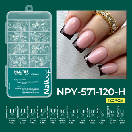 Nailpop 120pcs/box Gel X Nail Tips Medium Short Shape Almond/Square/Soft Gel Nail Tips False Nails Soak Off Easy Nail Extensions