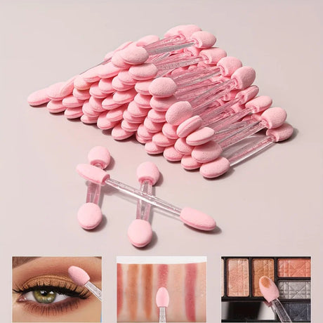 50Pcs Eye Disposable Eye Shadow Stick Double-Head Double-Sided Eye Makeup Applicator Short Sponge Eye Shadow Applicator