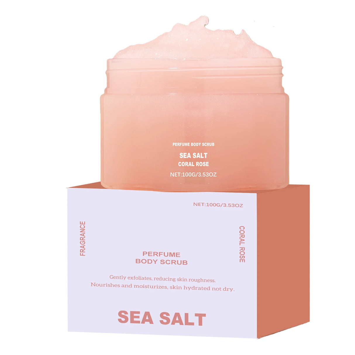 Perfume Body Scrub Hydrating Smoothing Skin Natural Exfoliating Salt Rose Coral Amber Vanilla Scent Moisturizing Cleansing Skin