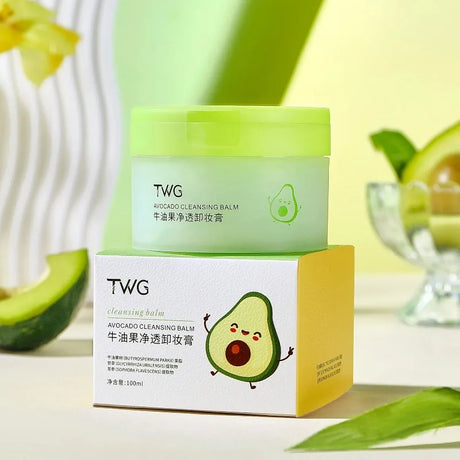 Avocado Cleansing Balm 4-in-1 Makeup Remover for Face Eyes & Lips Fast Melting No Residue Gentle Cleansing Balm Fruit Scented