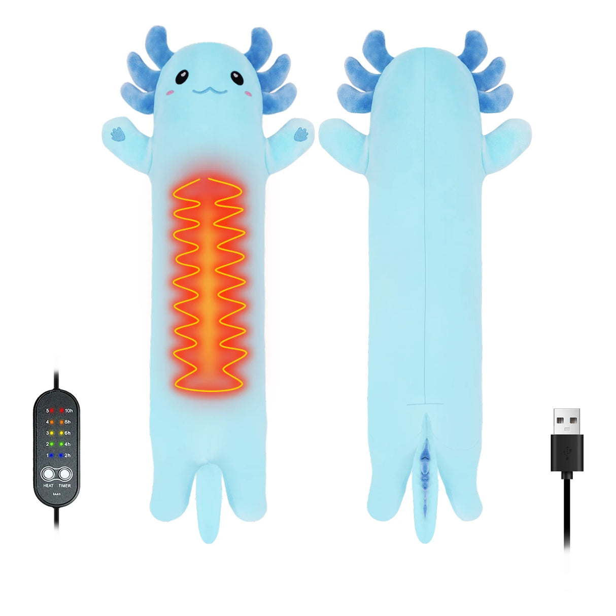 Axolotl Heating Pad for Period Cramps & Menstrual Pain Relief Portable Electric Heat Pads USB Powered Cute Stuff Stuffed Animal