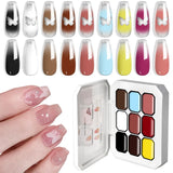 LIMEGIRL 9 Color Gradient Painting Gel Nail Art Design DIY Solid Gel Nail Polish Quickly Carved Petal Nail Painting Gel
