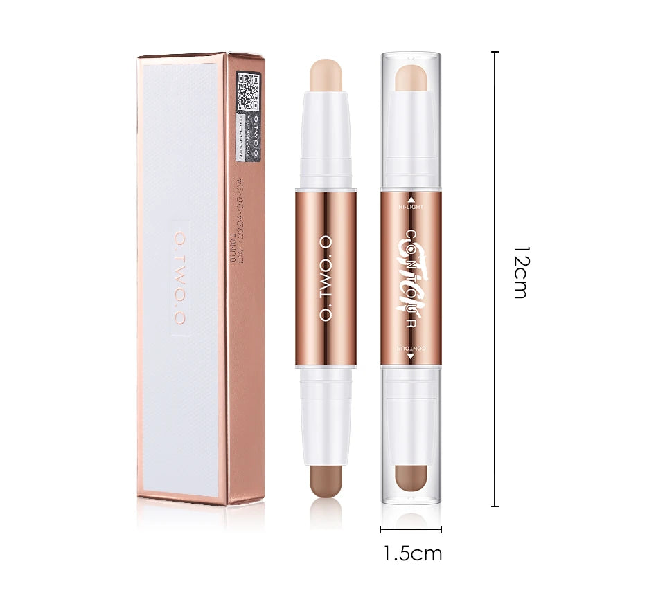 O.TWO.O Double Head Contour Concealer Stick Waterproof Matte Finish Brighten Highlighters Contouring Pen For Face Makeup