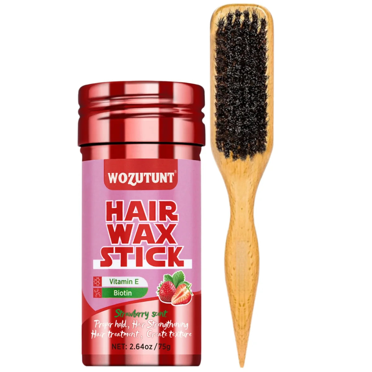 WOZUTUNT 75g Wax Stick with Styling Comb for Natural Hair and Wig Long-Lasting Hold Solid Wax Cream Multi-Functional Hair Pomade