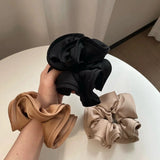 Korean Big Hair Tie Ribbon Scrunchies Satin Elastic Hair Band Bow Women Simple Temperament New Style  Ponytail Hair Accessories
