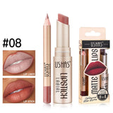 2-in-1 Lip Makeup Set, Matte Lipstick & Lip Liner Pencil, Nude Brown, Waterproof Long Lasting Tinted Lip Balm Contour Kit