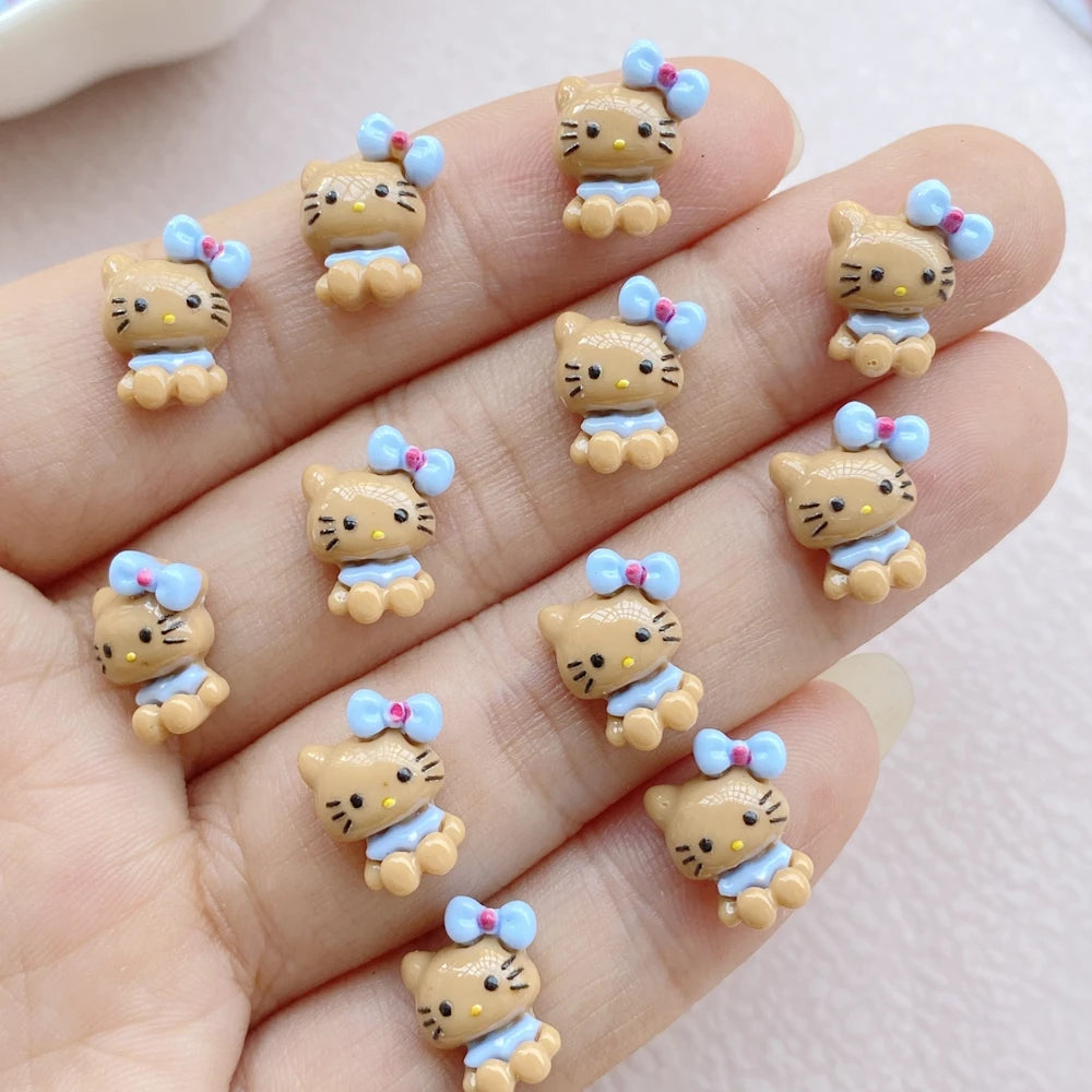 50Pcs Cute Mini Cartoon Cat Nail Art Resin Designer Charms DIY Craft For Nail 3D Decorations Jewelry